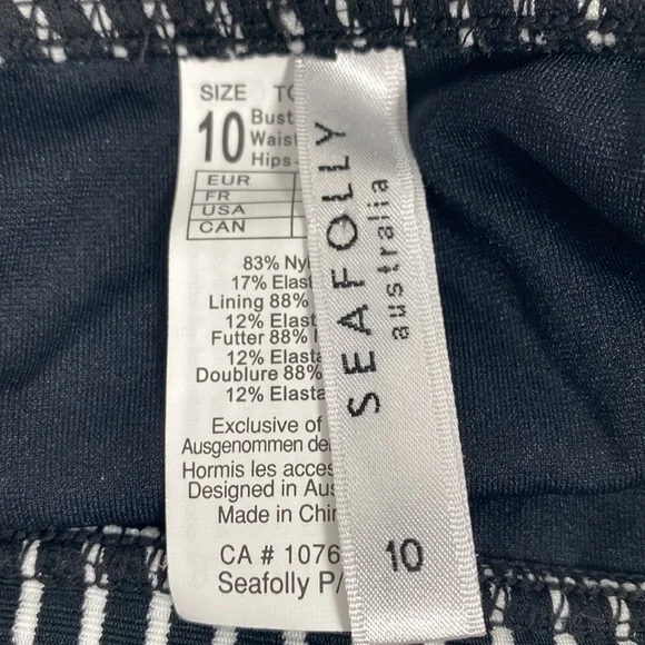 SeaFolly Bikini Bottom Women's 10 Black - Picture 3 of 4